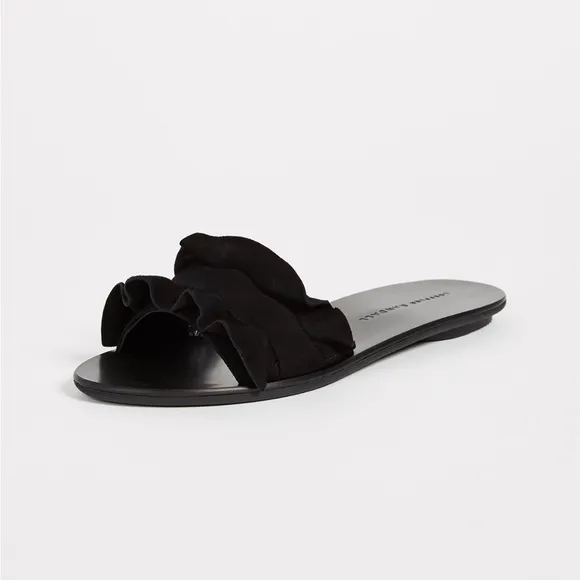 Loeffler Randall NWOT Black Birdie Ruffle Slide