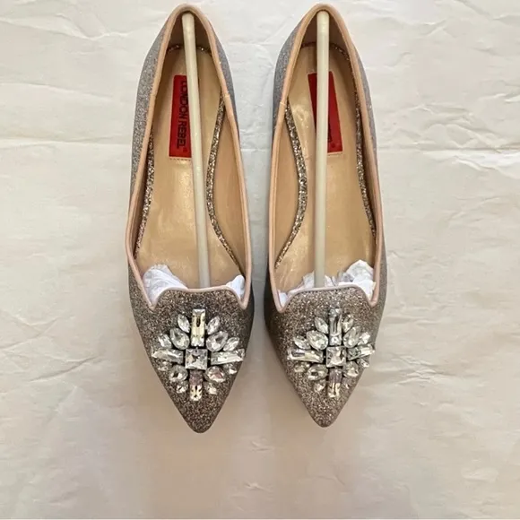 London Rebel Jewel Trim Point Loafer/Flats Shoes