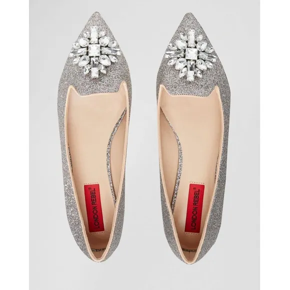 London Rebel Jewel Trim Point Loafer/Flats Shoes