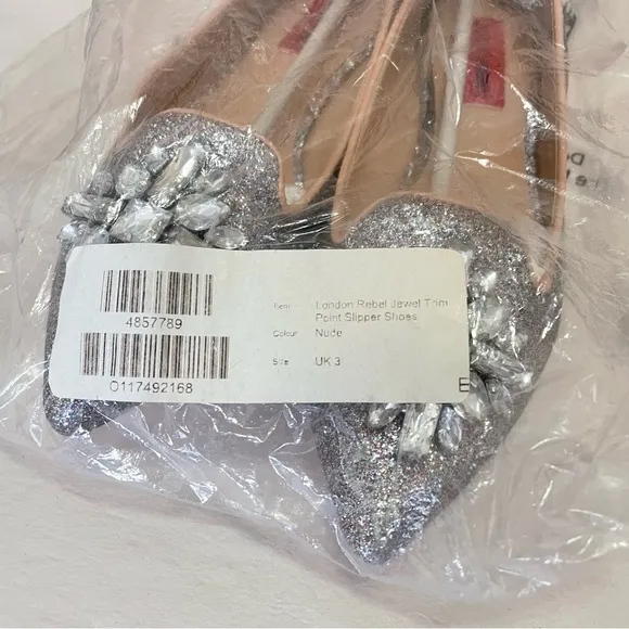 London Rebel Jewel Trim Point Loafer/Flats Shoes