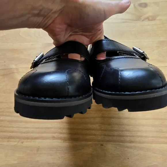 London Underground Black Leather Gunge Dark Academia Maryjane Shoes