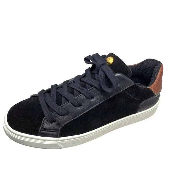 Longchamp Le Pliage Black Suede Russian Leather Heel Lace‎ Up Fashion Sneakers