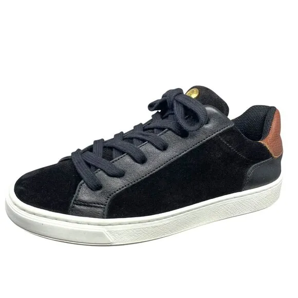 Longchamp Le Pliage Black Suede Russian Leather Heel Lace‎ Up Fashion Sneakers