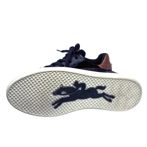 Longchamp Le Pliage Black Suede Russian Leather Heel Lace‎ Up Fashion Sneakers