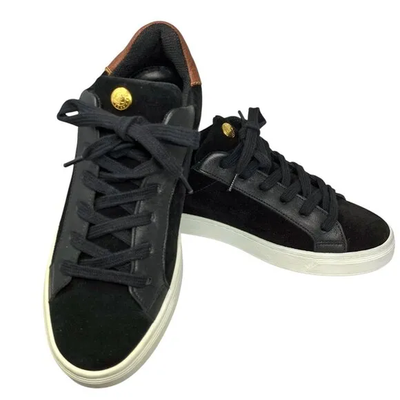 Longchamp Le Pliage Black Suede Russian Leather Heel Lace‎ Up Fashion Sneakers