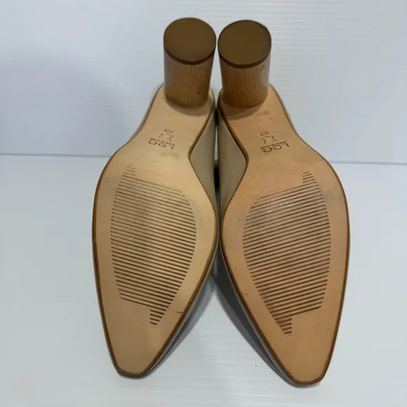 LOQ Vero Cream Leather Wooden Heel Ankle Boots Size 40