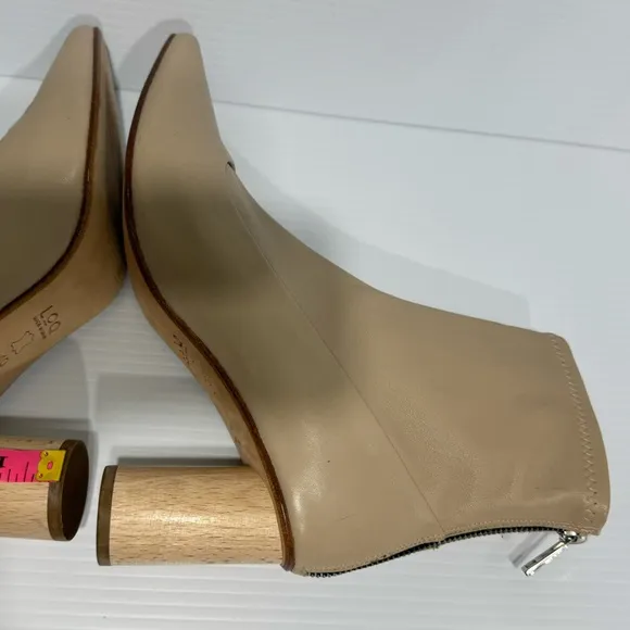 LOQ Vero Cream Leather Wooden Heel Ankle Boots Size 40