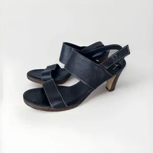 Loro Paina Brown Leather Wooden Heels Size 40 Made In Italy