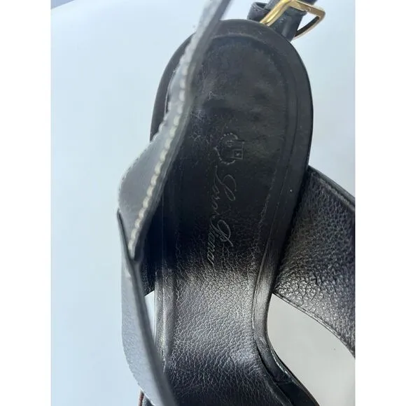 Loro Paina Brown Leather Wooden Heels Size 40 Made In Italy