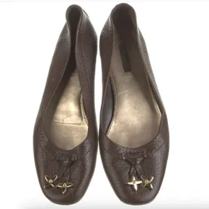 Louis Vuitton Brown Leather Ballet Flats Size 38.5 US Size 8
