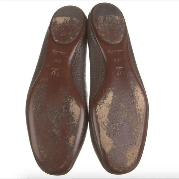 Louis Vuitton Brown Leather Ballet Flats Size 38.5 US Size 8