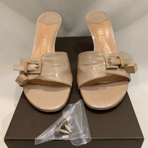 Louis Vuitton Vernis Dice Mule Shoes.