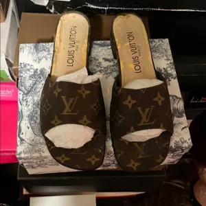 Louis Vuitton Women's Brown Slide Sandals