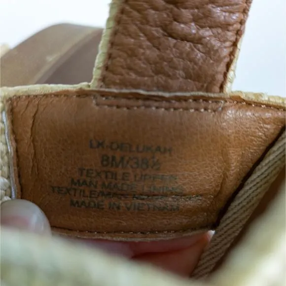 LUCKY BRAND Beige Delukah Platform Wedge Sandals Slingback Chunky Women's 8