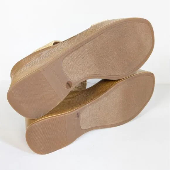 LUCKY BRAND Beige Delukah Platform Wedge Sandals Slingback Chunky Women's 8