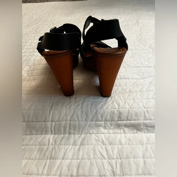 Lucky Brand Black Block Heeled Sandals nwob