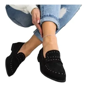Lucky Brand  Black Suede Loafer w/ Contrasting White Stitching Size 11M