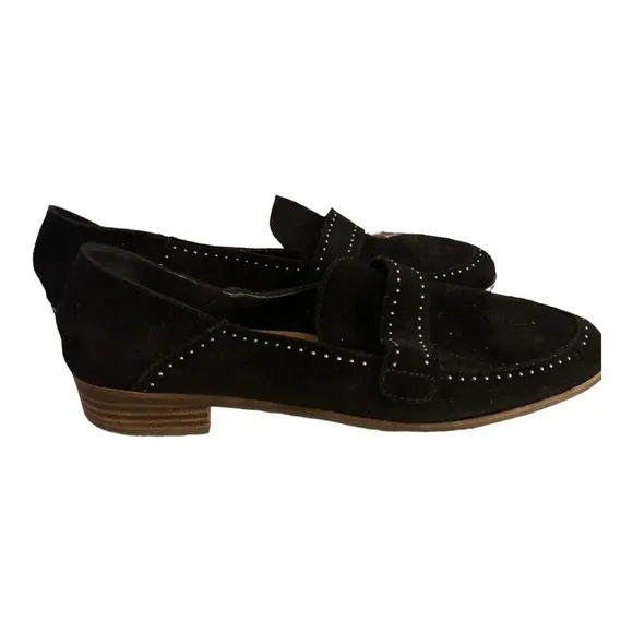 Lucky Brand  Black Suede Loafer w/ Contrasting White Stitching Size 11M