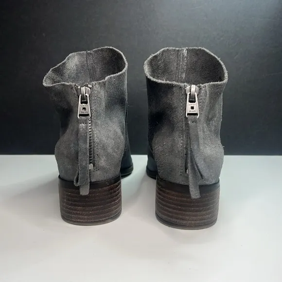 Lucky Brand - Grey Metallic Lahela Suede Booties Women's Size 7.5M