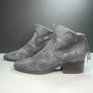Lucky Brand - Grey Metallic Lahela Suede Booties Women's Size 7.5M