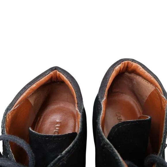 Lucky Brand Shoes Womens 8 Wedge Booties Fashion Chukka Lace Up Leather Black