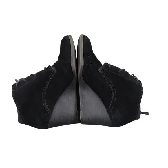 Lucky Brand Shoes Womens 8 Wedge Booties Fashion Chukka Lace Up Leather Black