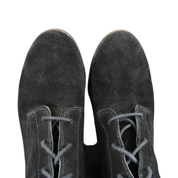 Lucky Brand Shoes Womens 8 Wedge Booties Fashion Chukka Lace Up Leather Black