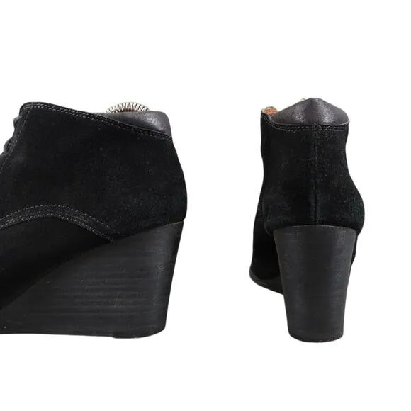 Lucky Brand Shoes Womens 8 Wedge Booties Fashion Chukka Lace Up Leather Black