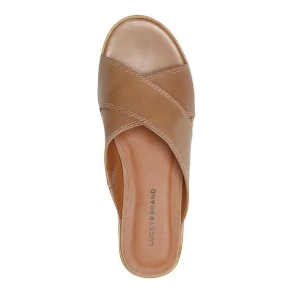 LUCKY BRAND Womens Beige Tri-Tone 1-1/2&quot; Platform Wide Vebony Wedge Sandals 9 M