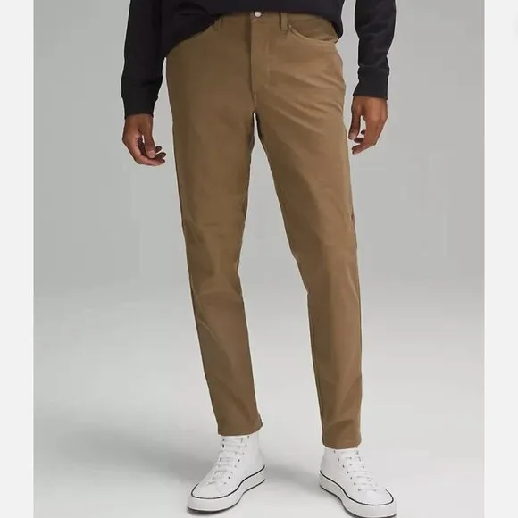Lululemon ABC Slim-Fit 5 Pocket Pants Mens 34x32 Tan Brown Utilitech GREAT COND