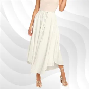 Lulus Best Beginnings Ivory Button-Front Midi Skirt Size S | Chic &amp; Feminine