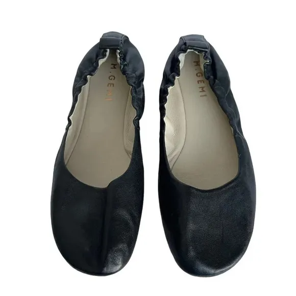 M. Gemi Ballet Flats Shoes Leather Black Women’s Size 37.5 Made In Italy