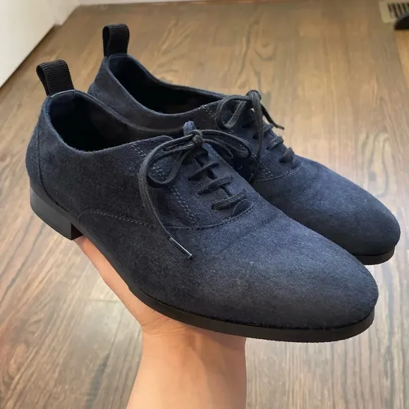 M. Gemi The Cravatta Oxford Navy Blue Suede Oxford Leather Shoes EU 35