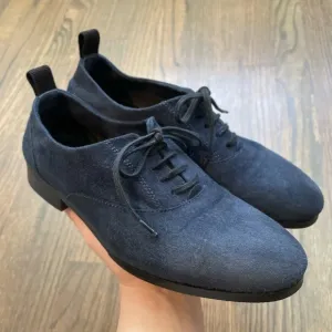 M. Gemi The Cravatta Oxford Navy Blue Suede Oxford Leather Shoes EU 35