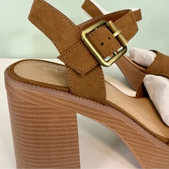 Madden Girl Women's Grandview Block Heel Platform Sandals Tan Size 9.5 NIB