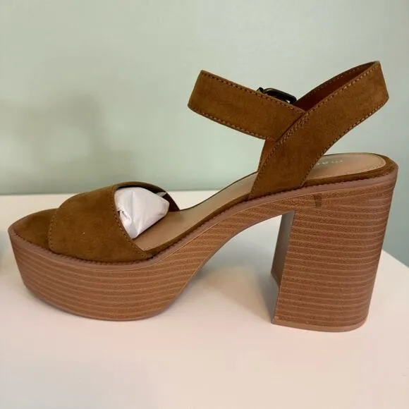 Madden Girl Women's Grandview Block Heel Platform Sandals Tan Size 9.5 NIB