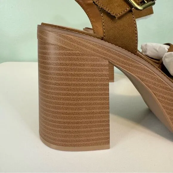 Madden Girl Women's Grandview Block Heel Platform Sandals Tan Size 9.5 NIB