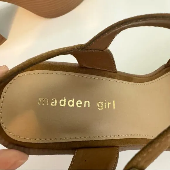 Madden Girl Women's Grandview Block Heel Platform Sandals Tan Size 9.5 NIB