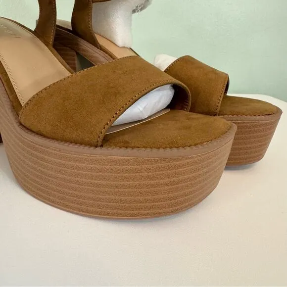 Madden Girl Women's Grandview Block Heel Platform Sandals Tan Size 9.5 NIB