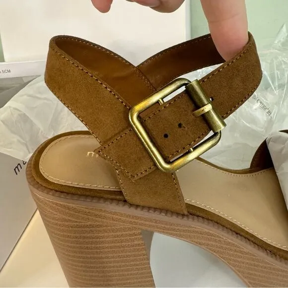 Madden Girl Women's Grandview Block Heel Platform Sandals Tan Size 9.5 NIB