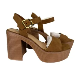 Madden Girl Women's Grandview Block Heel Platform Sandals Tan Size 9.5 NIB
