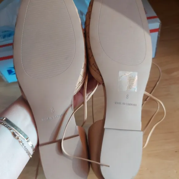 Madewell Celina Lace Up Flats Shoes Tan Brown Sz 8 Boho Beach Party Casual Nwot