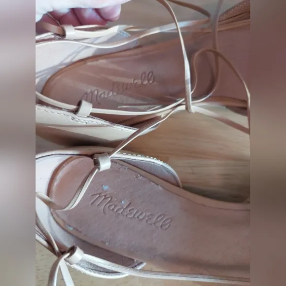 Madewell Celina Lace Up Flats Shoes Tan Brown Sz 8 Boho Beach Party Casual Nwot