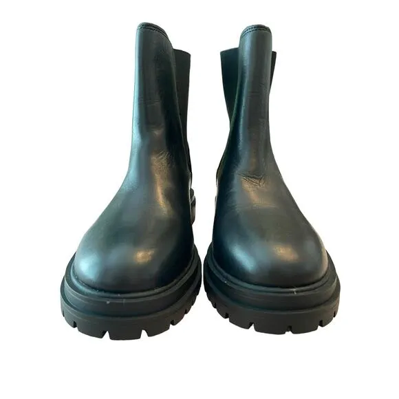 Madewell Gibson Chelsea Ankle Boot Leather Slip On Round Toe Black Size 6