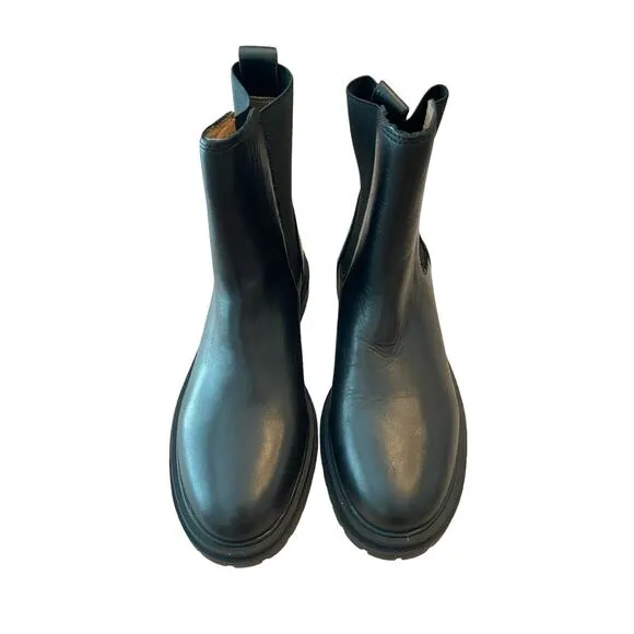 Madewell Gibson Chelsea Ankle Boot Leather Slip On Round Toe Black Size 6