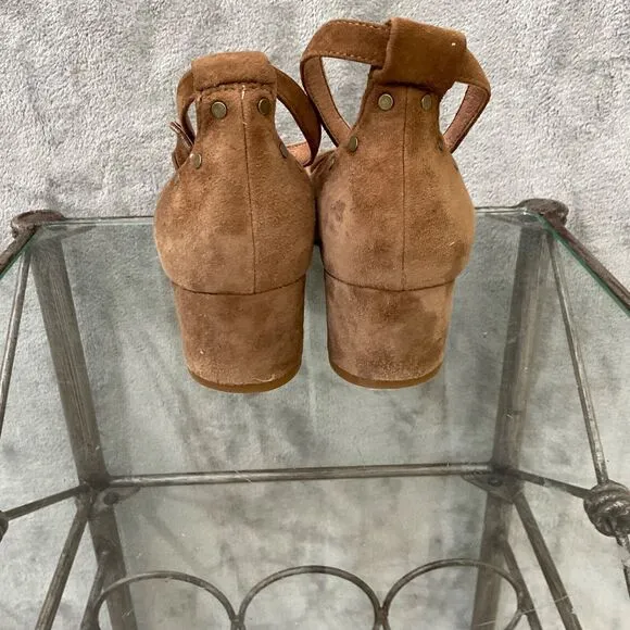 Madewell Inez shoes women’s size 7.5 Mary Jane Studded suede leather Brown ankle