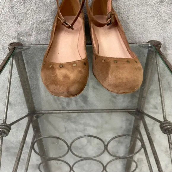 Madewell Inez shoes women’s size 7.5 Mary Jane Studded suede leather Brown ankle