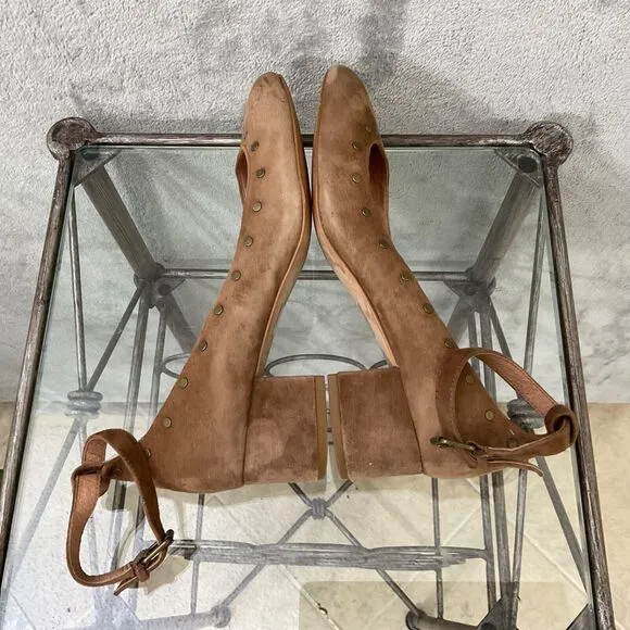 Madewell Inez shoes women’s size 7.5 Mary Jane Studded suede leather Brown ankle