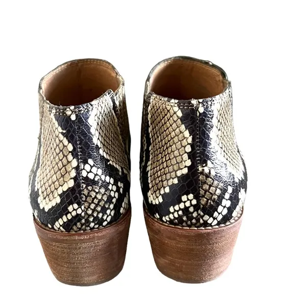 Madewell Sonia Leather Snake Embossed Ankle Boots Size 7