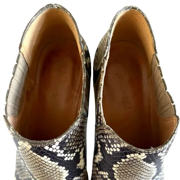 Madewell Sonia Leather Snake Embossed Ankle Boots Size 7